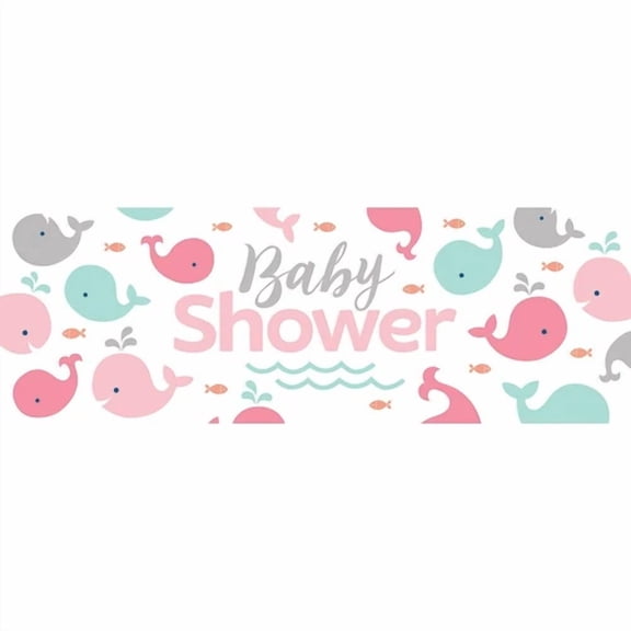 VAULT- Lil Spout Pink Whale Animal Ocean Cute Baby Shower Party Decoration Sign Banner