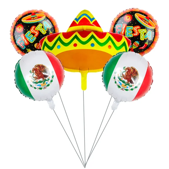 VAULT- Mexican Balloon Bouquet Fiesta Mexican Flag Party Cinco De Mayo Balloons