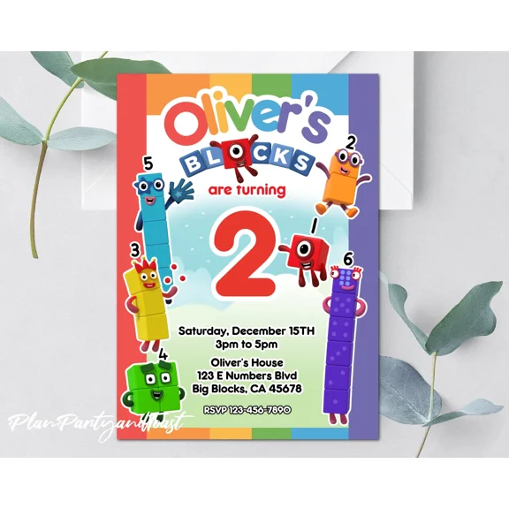 VAULT- Numberblocks Birthday Invitation 5X7 Digital Invitation Ready In 24 Hours!