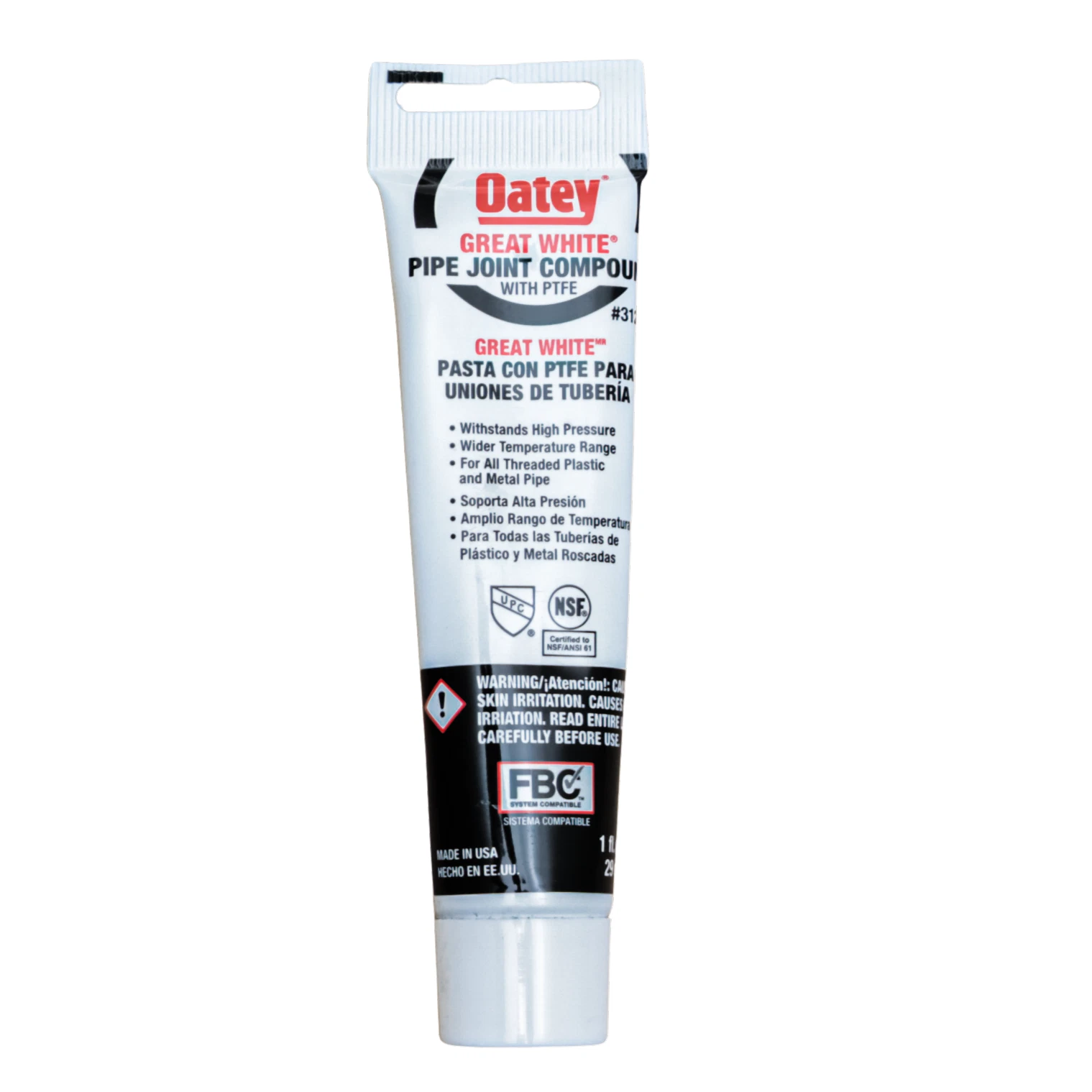VAULT- Oatey Great White Pipe Joint Compound W/ Ptfe 1 Fl. Oz. Leak-Proof Sealant