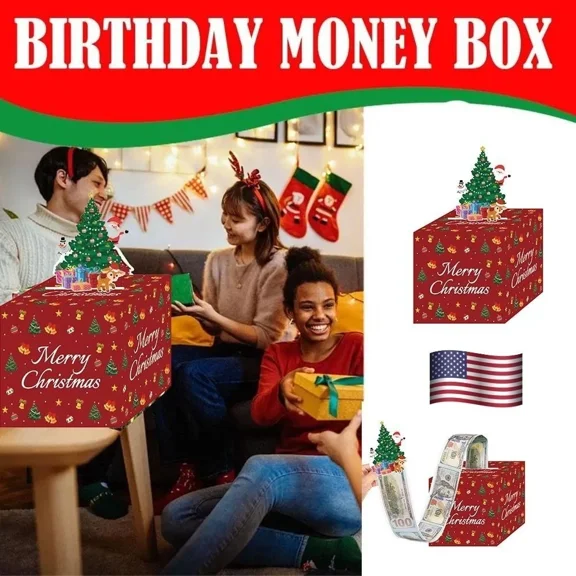 VAULT- Paper Christmas Cash Box Money Roll Pull Out Cash Gift Box Party Christmasdecor