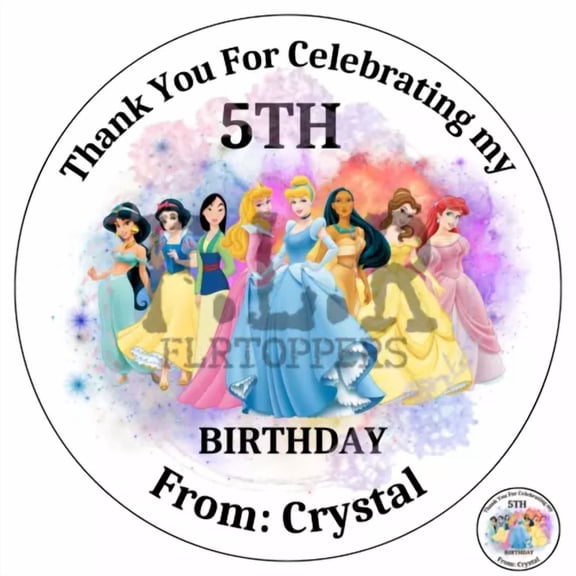 VAULT- Princess Personalized Stickers Gift Bag Party Label