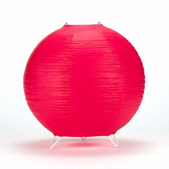 VAULT- Quasimoon Red Round Centerpiece Candle Lantern W/ Fine Lines(Lantern Only)