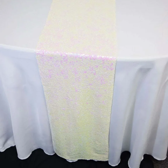 VAULT- Quasimoon White And Pink Iridescent Sequin Table Runner - 12 X 108 Inch By Pa...
