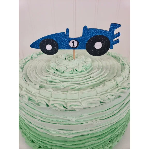 VAULT- Race Car Cake Topper In Blue. Racing Cake Topper. Smash Cake Topper. Party Theme