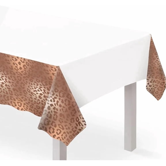 VAULT- Rose & Gold Leopard Animal Print Birthday Party Decoration Plastic Tablecover
