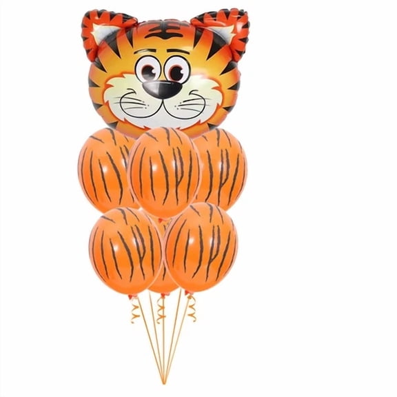 VAULT- Tiger Balloon Bouquet Party Decorations Kids Birthday Orange Black Balloons