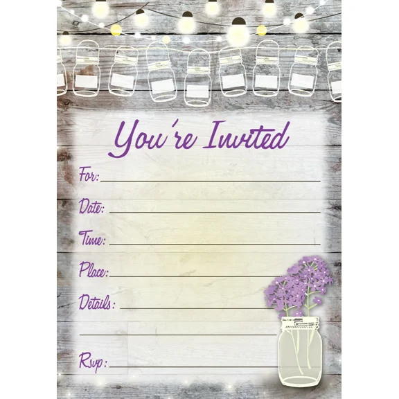 VAULT- You'Re Invited Rustic Invitations - 25 Invites With Envelopes - B15215