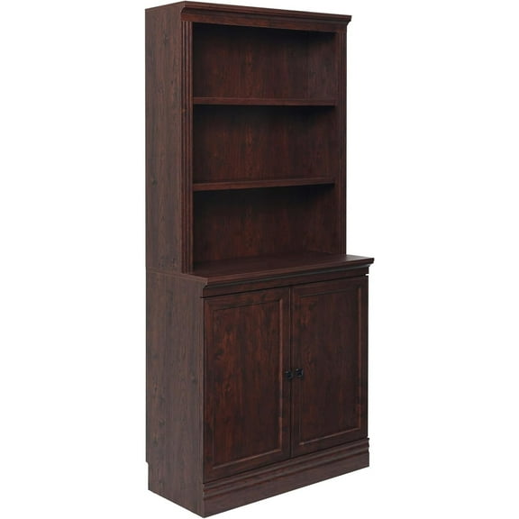 VAUXHILL & CO. Halston Multi-Depth Bookcase, Adjustable Shelving Unit, Doors, Dark Cherry