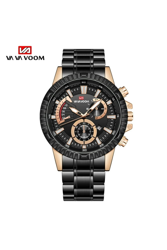 VOOM New High Quality Stainless Steel Strap 3ATM Waterproof Wrist Watch Business Style Elite Men Sports Original Calendar Watch