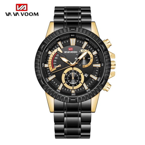 VAVA VOOM New High Quality Stainless Steel Strap 3ATM Waterproof Wrist Watch Business Style Elite Men Sports Original Calendar Watch