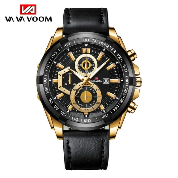VAVA VOOM Relogio Feminino Casual Fashion Men Sports Watches Gold Black Simple Pointer Stainless Steel Waterproof Calendar Quartz Watches