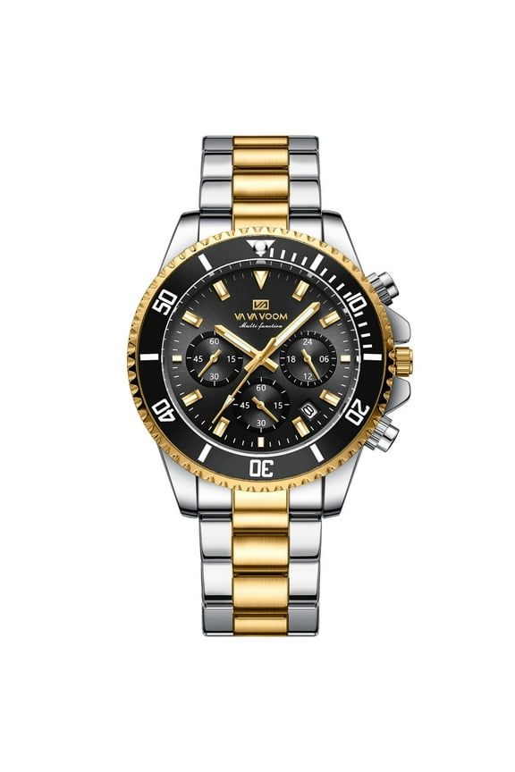 VOOM Stainless Steel Mens Sports Watch Fashion Green Swimmer Series Multi functional Gold Luxury Gift Box Set Top Grade Quartz Watch