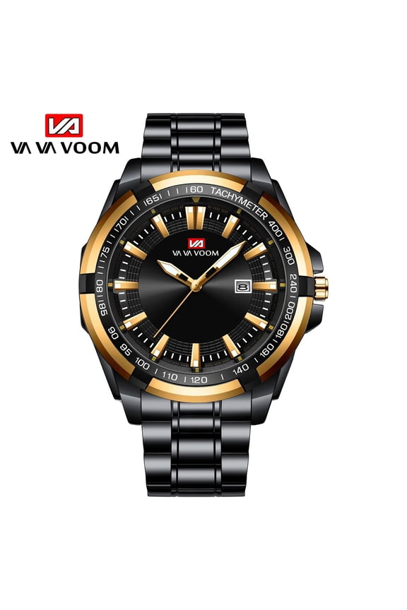 VOOM Top Brand Men's Sports Watches Fashion Luminous Black Rose Gold Stainless Steel Waterproof Calendar Men's Quartz Watches relógio