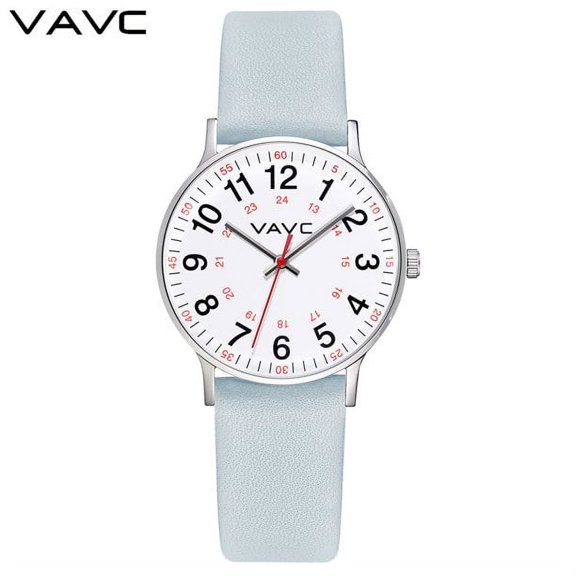 VAVC Nurse Watch with 32MM Dial for Women Medical Student Leather Strap Quartz Watches