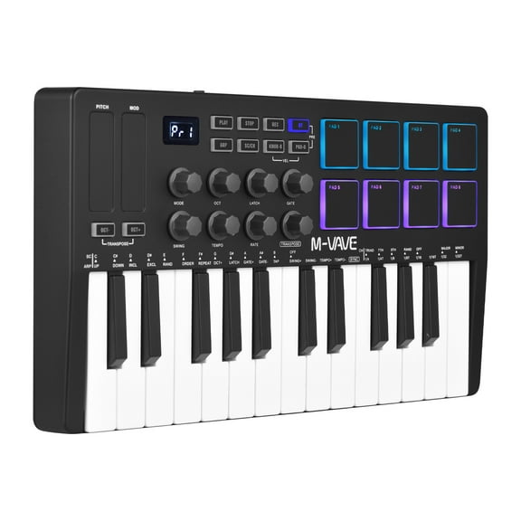 VAVE MIDI Controller,With 25 Velocity 8 Pads 8 Sensitive 8 Pads Midi With 25 25-key Midi Portable Usb Midi With Pads 8 Knobs Portable Usb Midi 25 Velocity Sensitive Velocity Sensitive 8 Siuke