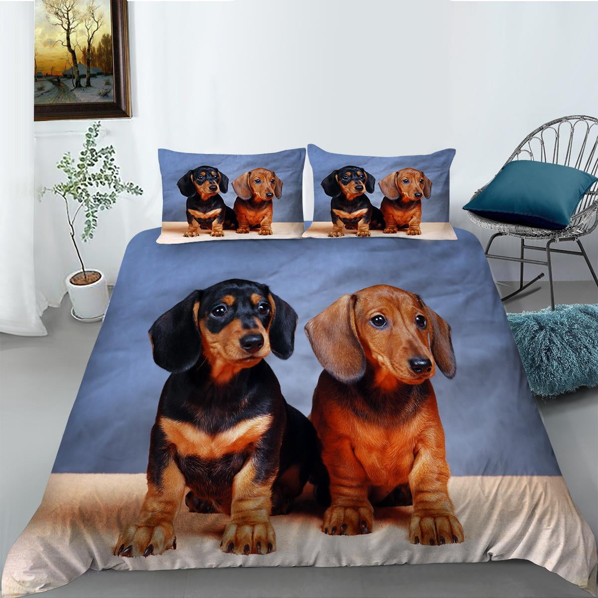VAVIP 3D Dog Bedding Set Animal Theme Duvet Cover Pillowcase 2/3pcs