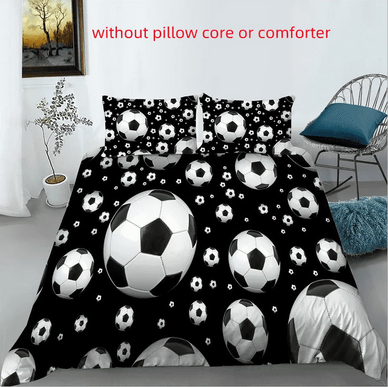 VAVIP Black 3D Bedding Set Football Duvet Cover and Pillow Cover