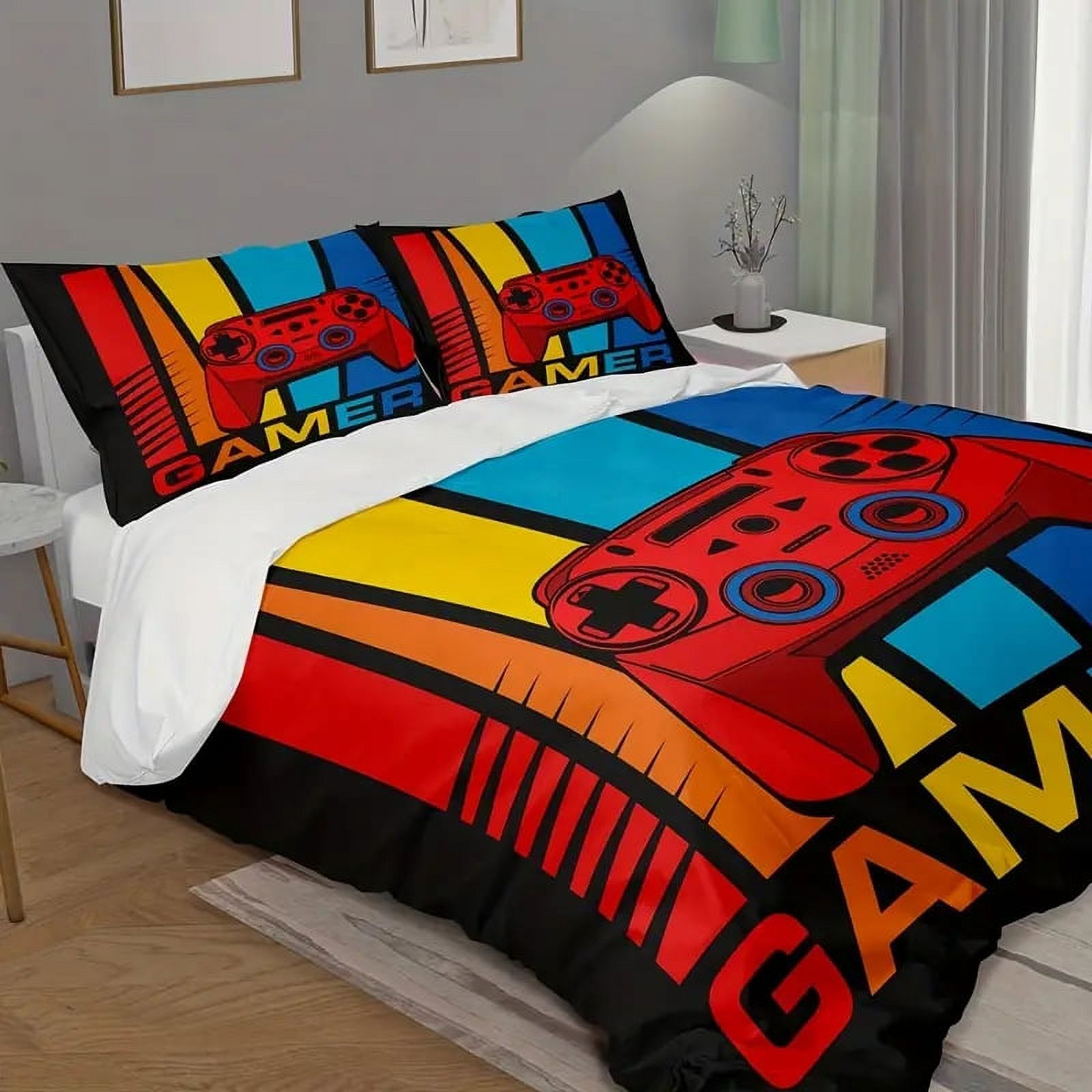 VAVIP3D Gaming Bedding Set with Colorful Game Controller and Quilt