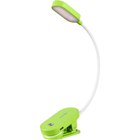 VAVOFO Rechargeable Book Light, 14 LEDs Eye Care Clip On Amber Reading Light for Bookworms in Bed with 9 Colors Brightness (Green)