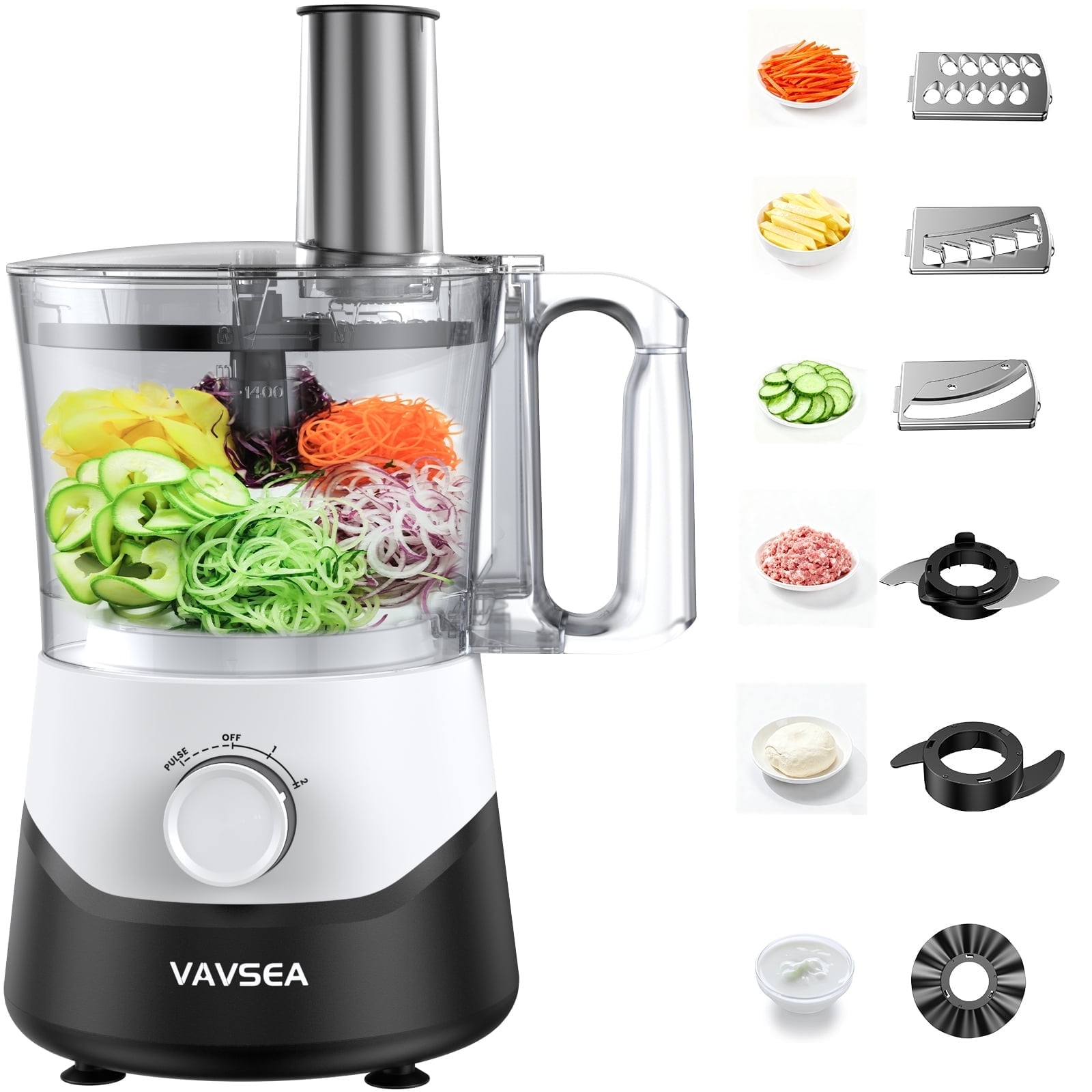 VAVSEA 12 Cup Food Processor and Vegetable Chopper, 500W Electric Food Chopper, 6 Functions for Slicing, Shredding, Chopping, Pureeing, Dough, Emulsifying