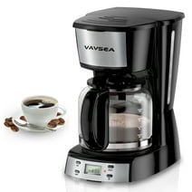 VAVSEA 12 Cup Programmable Coffee Maker, 900W Drip Coffeemaker with Glass Carafe,  Auto Shut off, for Home Black