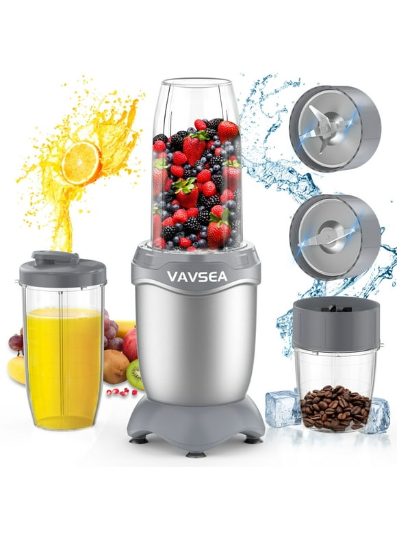VAVSEA 3-in-1 Smoothies Blender, 11 Pcs Countertop Blender for Shakes and Smoothies, BPA Free ,Silver Gray