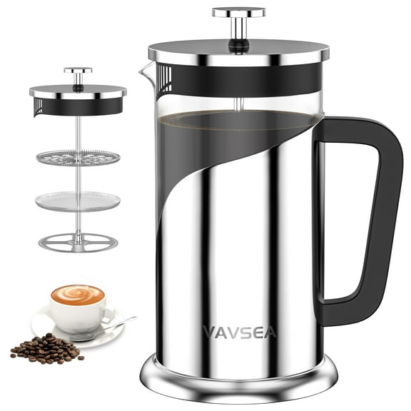 VAVSEA 35 oz Thicken French Press Coffee Maker, Coffee French Press with Borosilicate Glass & 304 Stainless Steel for Travel & Home Use