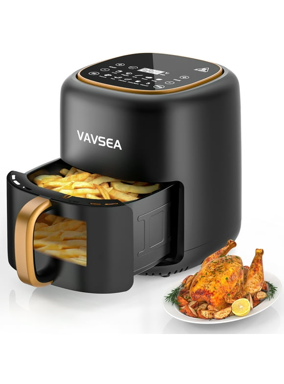 VAVSEA 6.5QT Air Fryer with Visible Cooking Window, 10-in-1 Digital Touch Large Airfryer Oven Cooker with Non-Stick Basket, Dishwasher Safe, 1600W