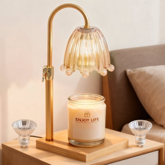 VAVSEA Candle Warmer Lamp with Stepless Dimmable & Timer, Height Adjustable Wax Warmer with 2 Bulbs for Home Room Decor, Gifts for Christmas, Housewarming