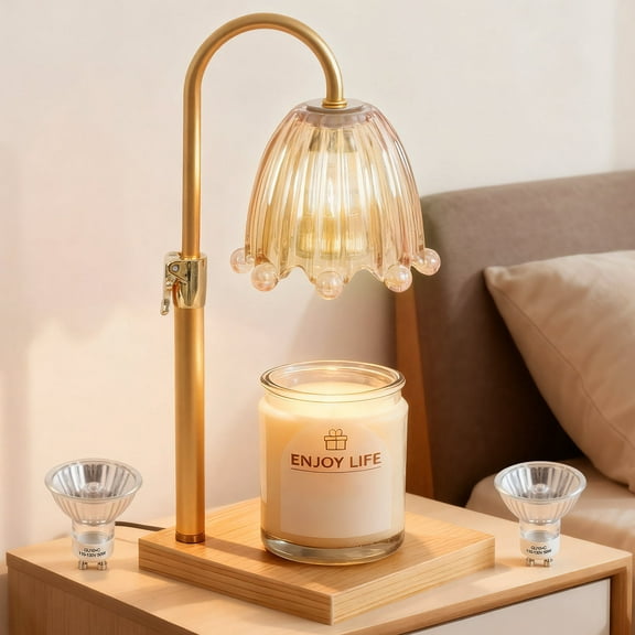 VAVSEA Candle Warmer Lamp with Stepless Dimmable & Timer, Height Adjustable Wax Warmer with 2 Bulbs for Home Room Decor, Gifts for Christmas, Housewarming
