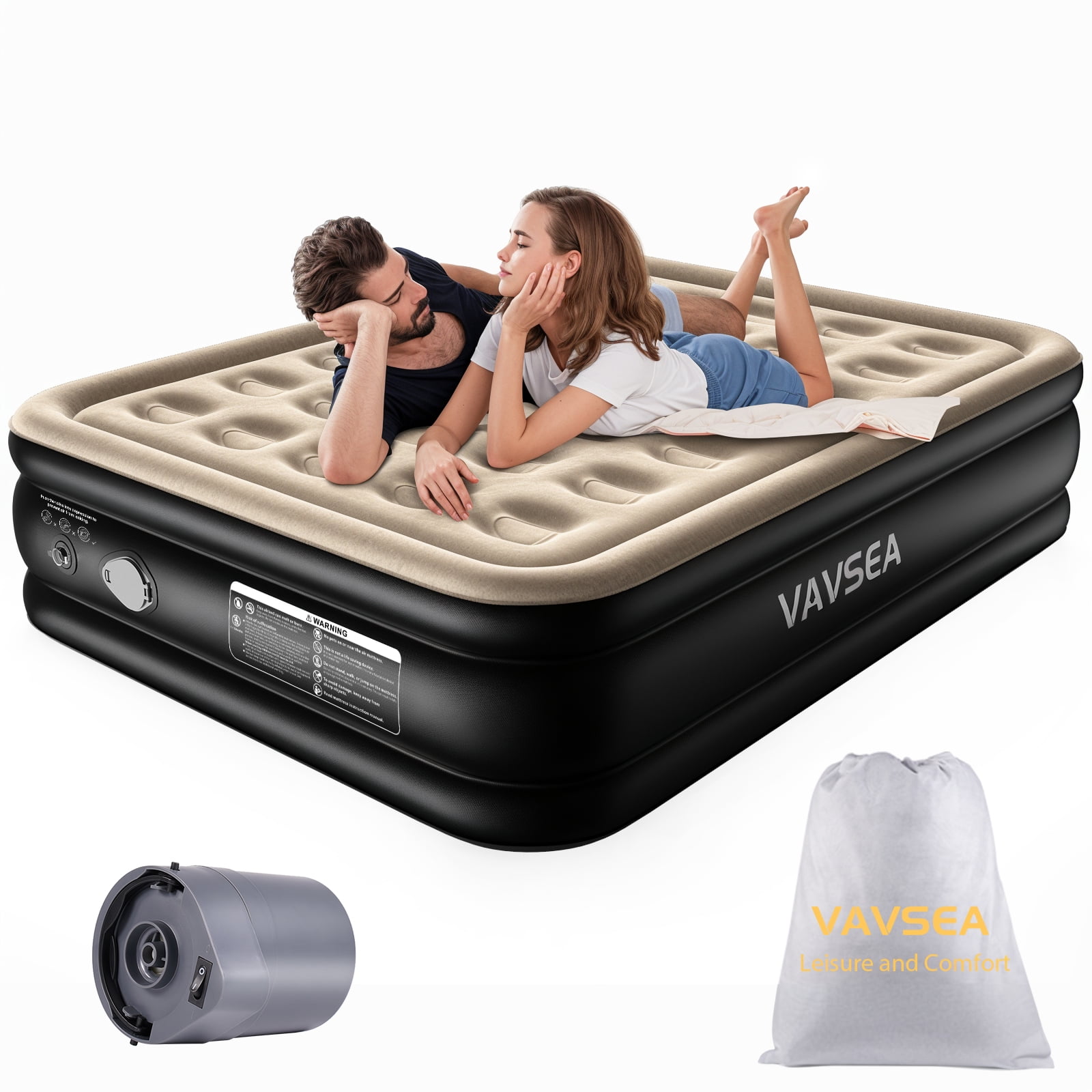 VAVSEA Air Mattress, 18" Inflatable Bed with Builtin Cordless Pump