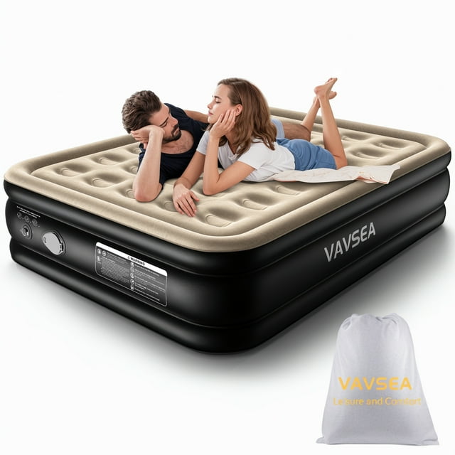 VAVSEA Air Mattress, Inflatable Bed with Builtin Cordless Pump Queen