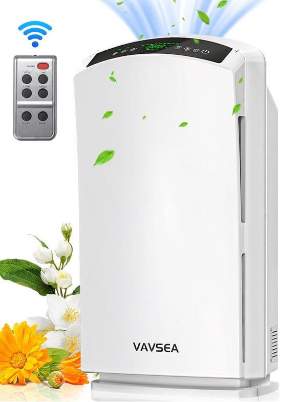VAVSEA Air Purifier, HEPA Air Filter for Home Large Room up to 3067 Sq ft, Air Cleaner with Air Humidity Display for Pet Hair, Allergies, Smokers, Odors, Dust, Pollen, Odor Eliminators for Bedroom