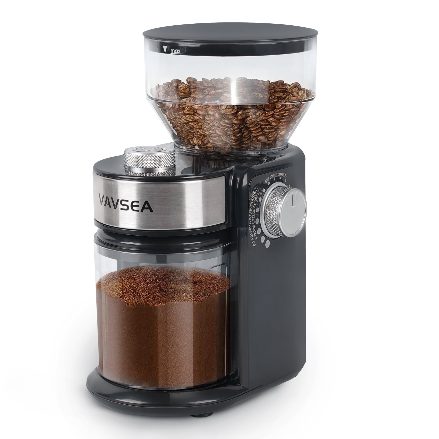 Walmart daily deals:  VAVSEA Burr Coffee Grinder, Electric Bean Grinder with 18 Grind Settings, 3-18 Cups, 8.3oz Hopper
