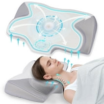 VAVSEA Cervical Pillow for Neck Pain Relief, Contour Memory Foam, Ergonomic Orthopedic Neck Support Pillow for Side, Back & Stomach Sleepers with Breathable Pillowcase, Grey