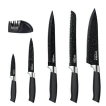 VAVSEA Chef Knife Set, 6-Piece Stainless Steel Kitchen Knife Set, Chef  Knife, Bread Knife, Slicing Knife, Utility Knife, Paring Knife, Knife Sharpener, Non-Stick Coating, Extra Sharp, Black