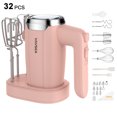 thumbnail image 1 of VAVSEA Electric Hand Mixer with 32 Attachments, Includes 2 Whisk, 2 Dough Hooks, 2 Beater, Cake Decorating, 500W Handheld Mixer for kitchen, Baking, Blending, Pink, 1 of 9