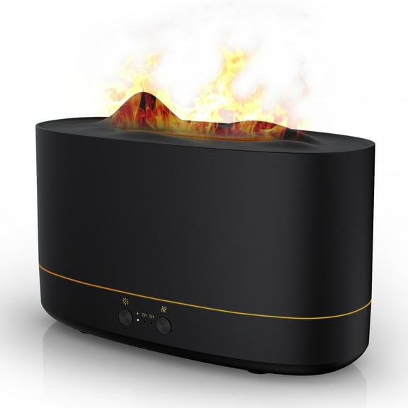 VAVSEA Essential Oil Diffuser, 7 Color Flame Diffuser Humidifier, 200ml Time Setting for Home, Room, Black