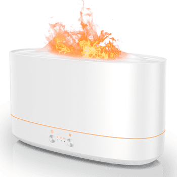 VAVSEA Essential Oil Diffuser, 7 Color Flame Diffuser Humidifier, Time Setting for Home, Room, White
