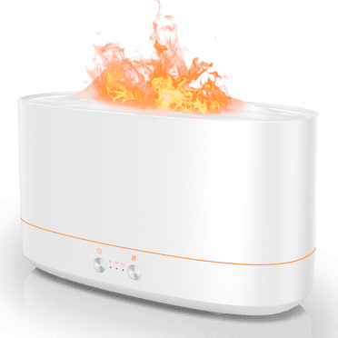 VAVSEA Essential Oil Diffuser, 7 Color Flame Diffuser Humidifier, Time Setting for Home, Room, White