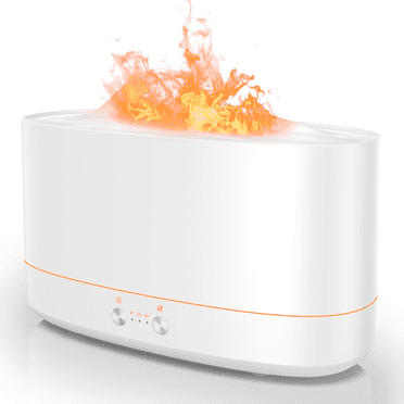 VAVSEA Essential Oil Diffuser, 7 Color Flame Diffuser Humidifier, Time Setting for Home, Room, White
