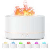 VAVSEA Flame Diffuser Humidifier with Flame Light, 7 Flame Colors Essential Oil Diffuser, Waterless Auto Shut-off, Time Setting for Home, Office, Room, White