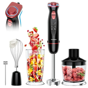 VAVSEA Immersion Hand Blender,5-in-1 1100W Multi-Function Handheld Stick Blender with 24-Speed, Stainless Steel Blades, Chopper, Beaker, 600ml, New Mixer Milk Frother for Baby Food/Smoothies/Puree