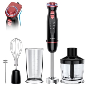 VAVSEA Immersion Blender, 1100W 5-in-1 Hand Blender, 24-Speed Stick Blender for Small Kitchen, Splash-Resistant Handheld Blender Mixer with Turbo Mode for Smoothies, Baby Food, Black