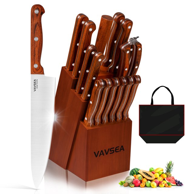 16Piece Fetervic Stainless Steel Knife Block Set with Block only 39.