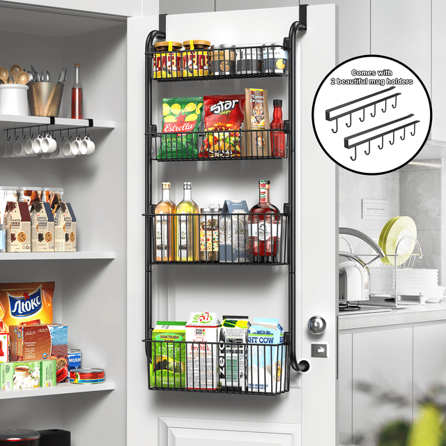 VAVSEA Over the Door Pantry Organizer, 4 Tier Pantry Door Organizer