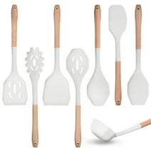 VAVSEA Silicone Cooking Utensil Set, 8 PCS Non-Stick Silicone Kitchen Utensils Set with Wooden Handle, BPA Free Heat-Resistant Kitchen Tools for Nonstick Cookware