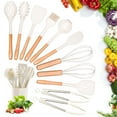 VAVSEA 12Pcs NonStick Silicone Cooking Utensils Set, Heat Resistant, BPA Free, Khaki