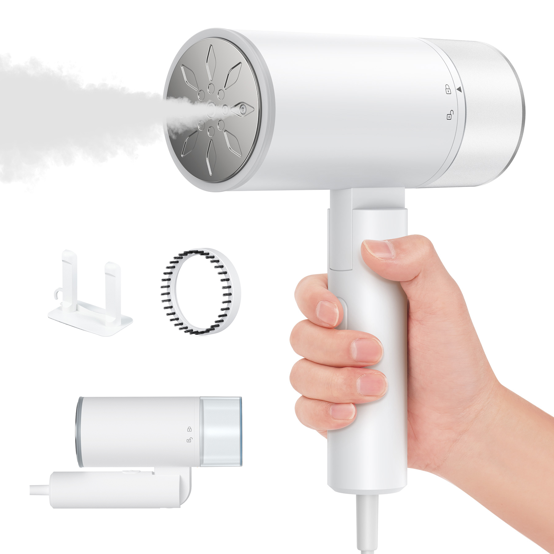 VAVSEA Steamer for Clothes, 1200W Portable Home Garment Steamer, Foldable Handheld Mini Travel Fabric Steam, 13s Fast Heat-up with 200ml Tank, White